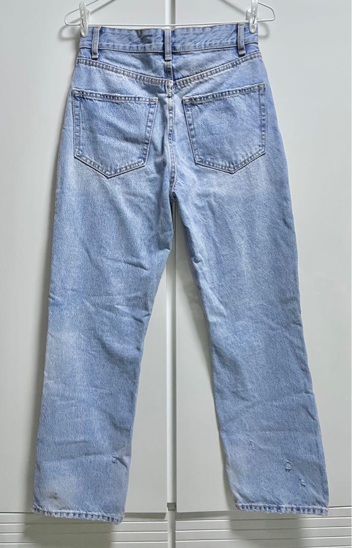 Zara ripped stain dye jeans 高腰破洞牛 