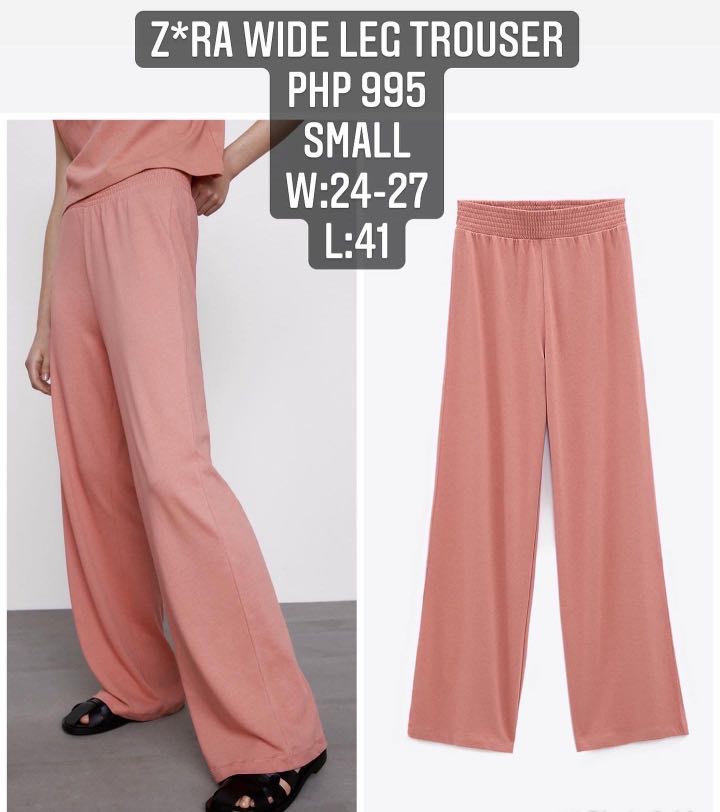zara pink wide leg trousers