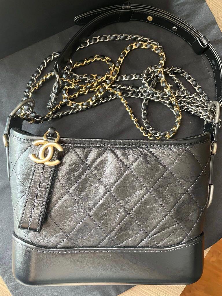 Chanel Gabrielle small size hobo bag in denim with gold and silver