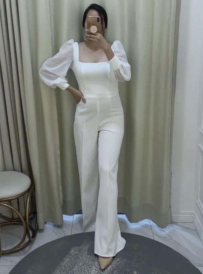 White jumpsuit for civil wedding Clearance