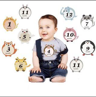 Baby Mileage Month Sticker Baby Photography Commemorative Card Number Milestone Memorial Sticker Newborn Baby Photo Props Accessories
