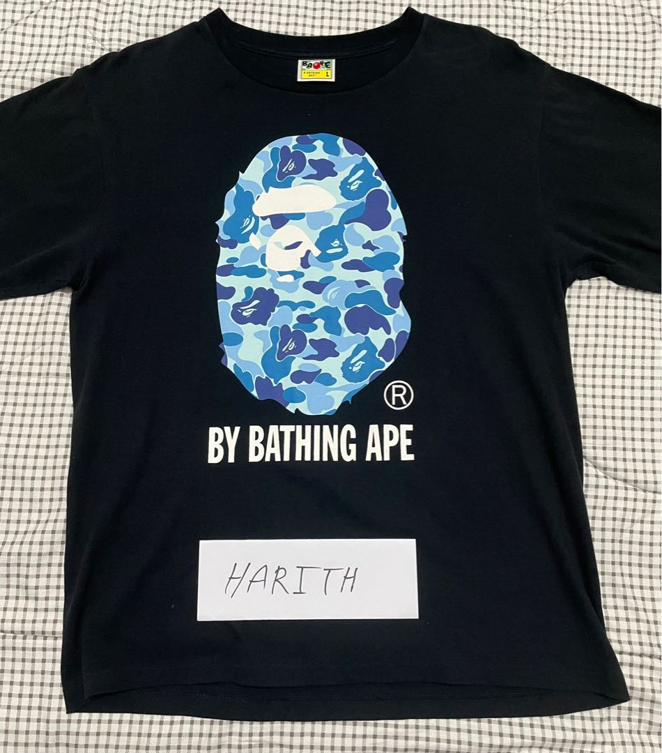 Blue camo cheap bape t shirt