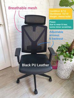Ergonomic mesh PU leather chair - office / work