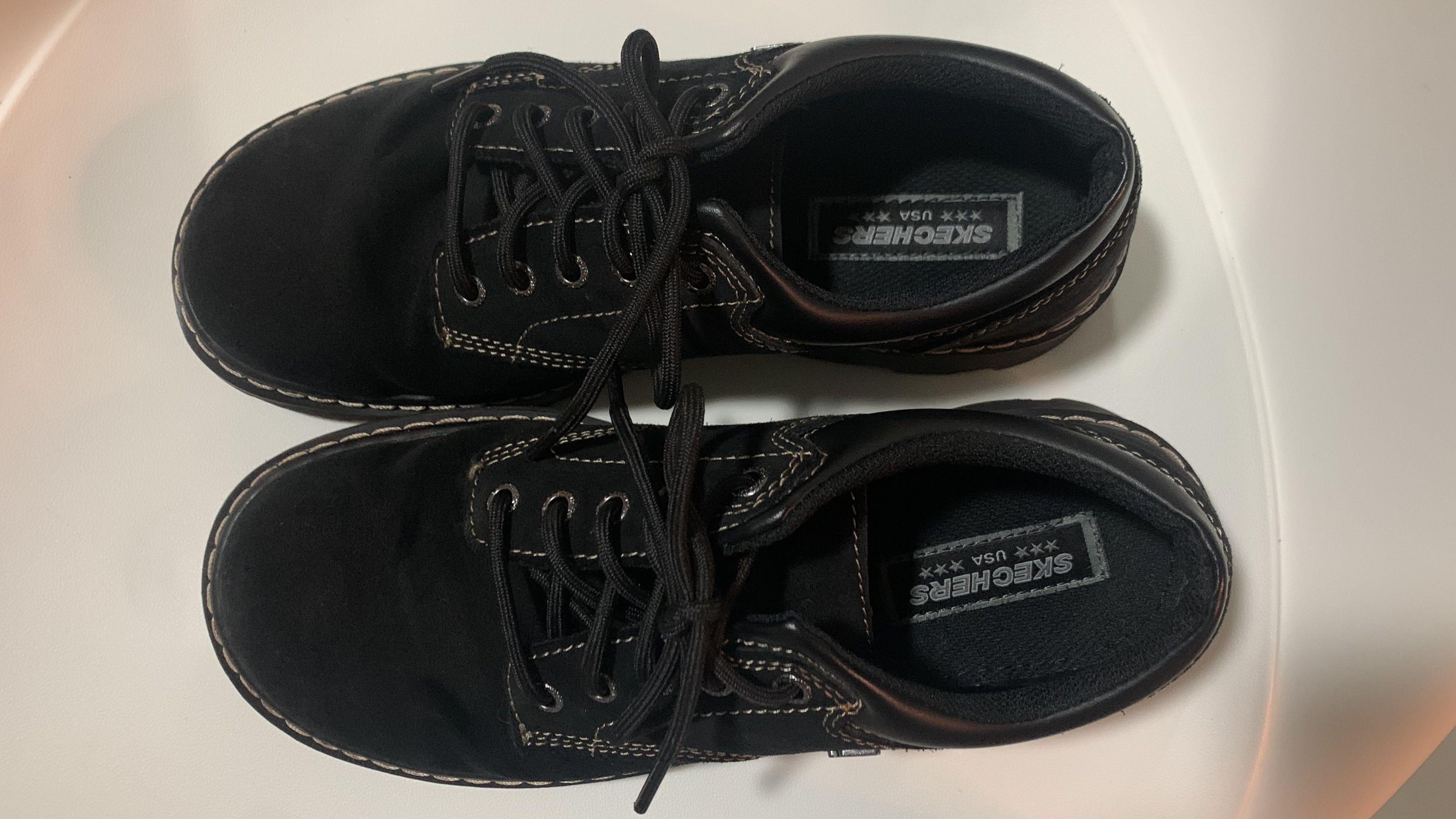 Black Skechers oxford shoes Women s Fashion Footwear Boots on