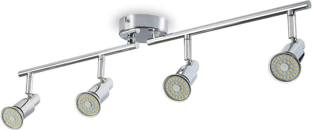 Modern Polished Chrome Square Plate Adjustable IP44 Bathroom 4 Way Ceiling Spotlight