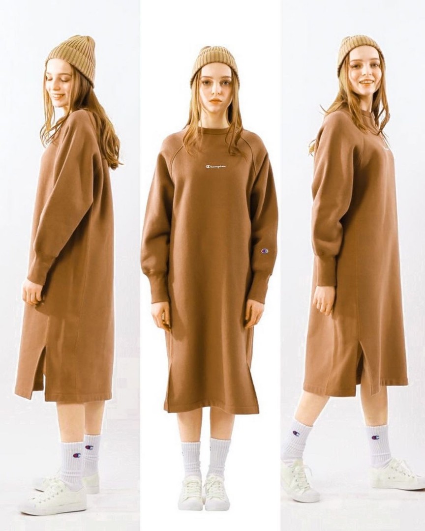 Champion Sweater Dress Fesyen Wanita Pakaian Wanita Atasan di