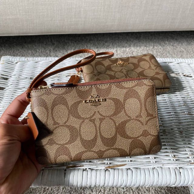 Coach double hot sale corner zip wristlet