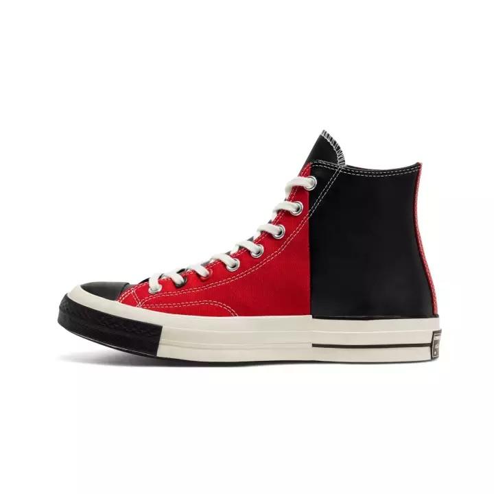 Red and black best sale high top converse