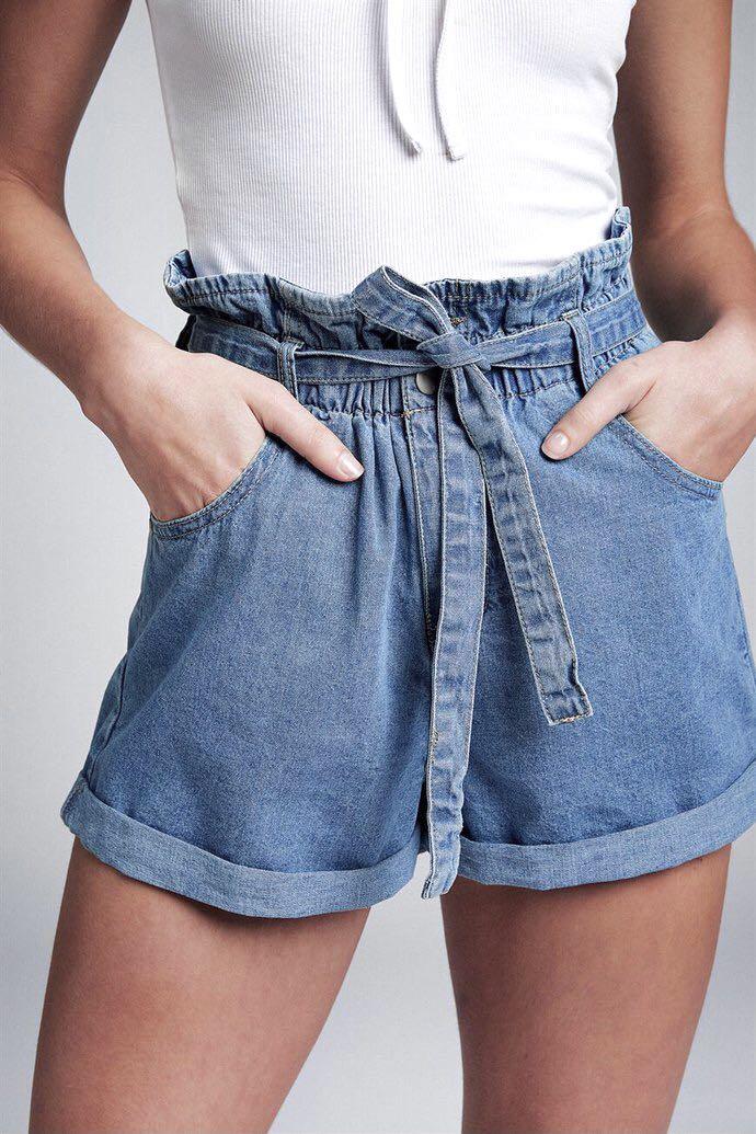 Cotton On Paper Bag Denim Shorts