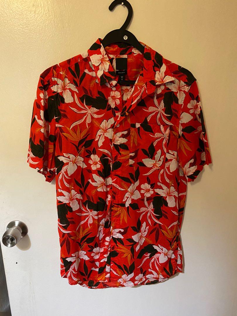 H&m red sale floral shirt