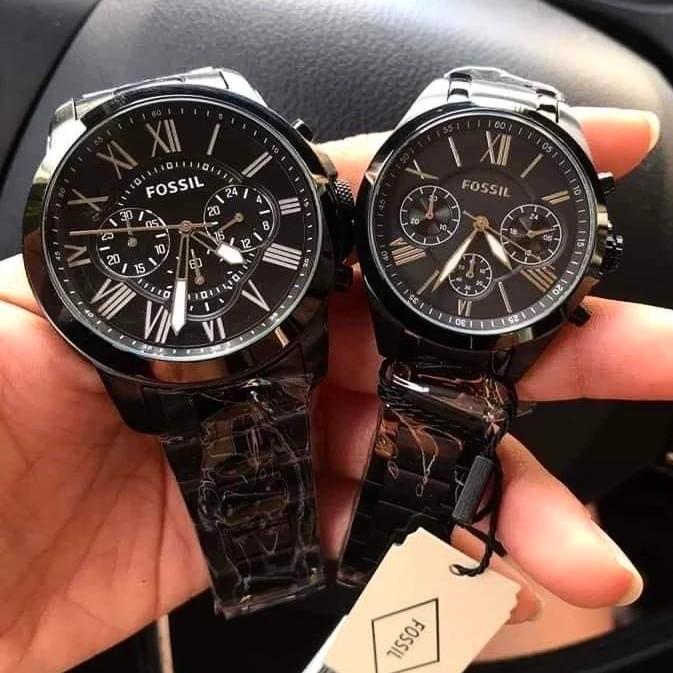 Fossil black couple watches cheap