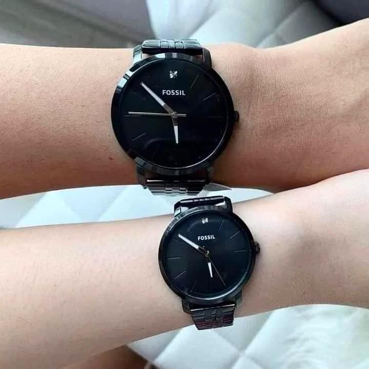 Fossil couple watch black deals