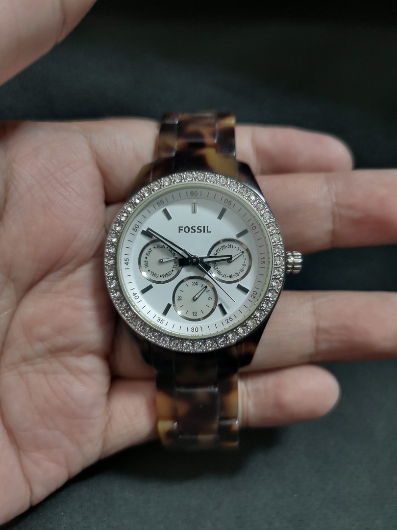 Fossil tortoise shell watch women's hot sale