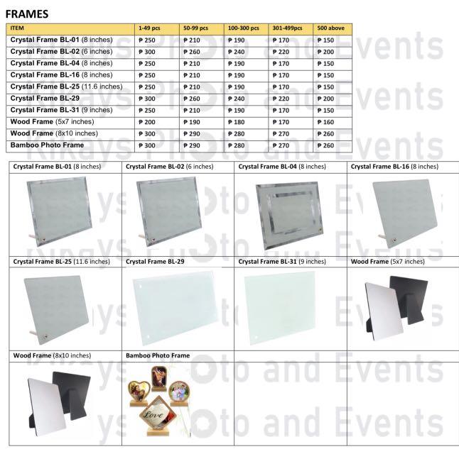 FRAMES FOR PICTURES, CERTIFICATES (Category: Frames & Pictures) located in Manila. Submitted by franciscojof (Listing ID 1130966584, Image 2). Description: SELLING: FRAMES -Crystal Frame -Wood Frame -Bamboo Frame #frame.