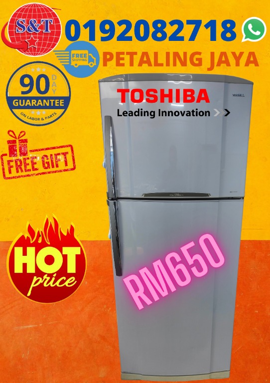 FRIDGE DOUBLE DOOR TOSHIBA HYBRID PLASMA, TV & Home Appliances, Kitchen