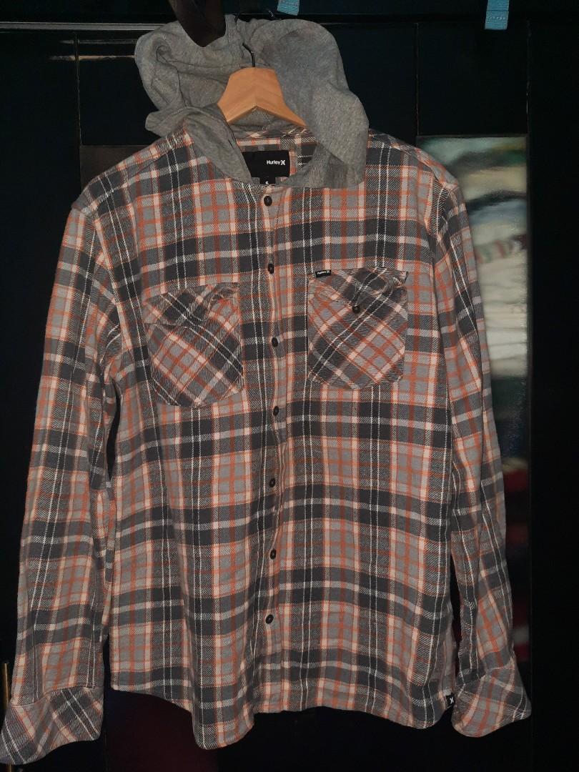 Hurley flannel hoodie top