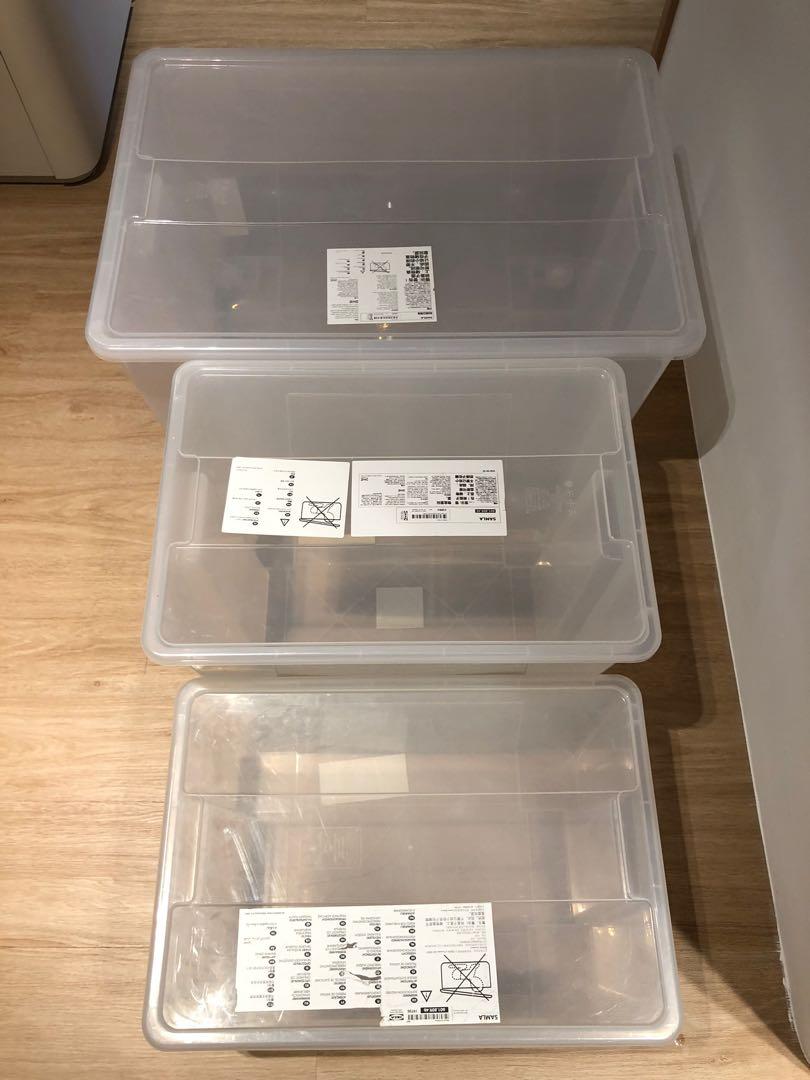 IKEA Samla Plastic transparent storage box with lid, Furniture & Home