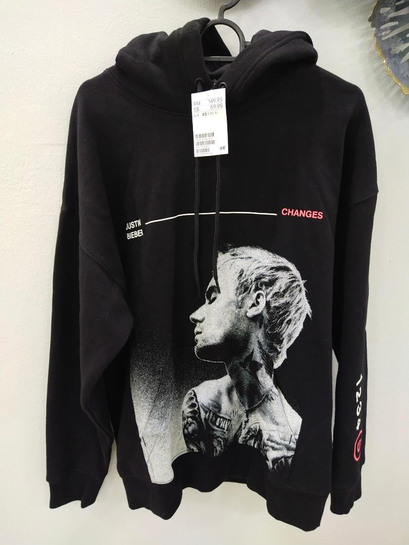 Justin bieber h m hoodie merchandise changes Men s Fashion Tops
