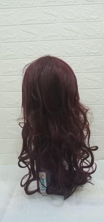 Maroon Curly Long Wig Rental Everything Else Others on Carousell