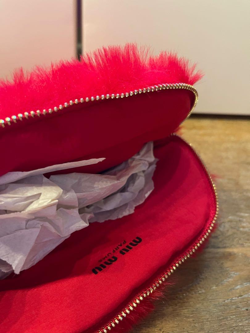 Miu Miu Pouch Faux Fur Clutch Pochette Rouge