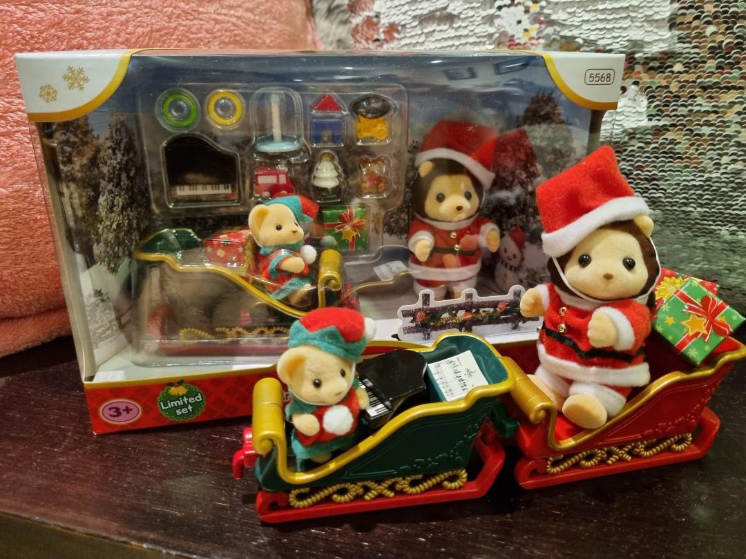 Sylvanian Families Mr Lion's Winter Sleigh 5568 Christmas Santa Ride Baby Set 