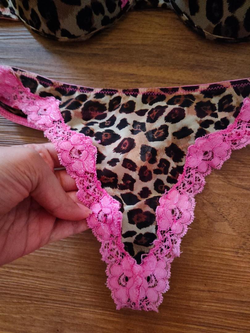 NBB Turkish lingerie pink leopard push up bra and backless panty underwear  thong for sizes EUR 80, INT 36, FR 95, UK 36