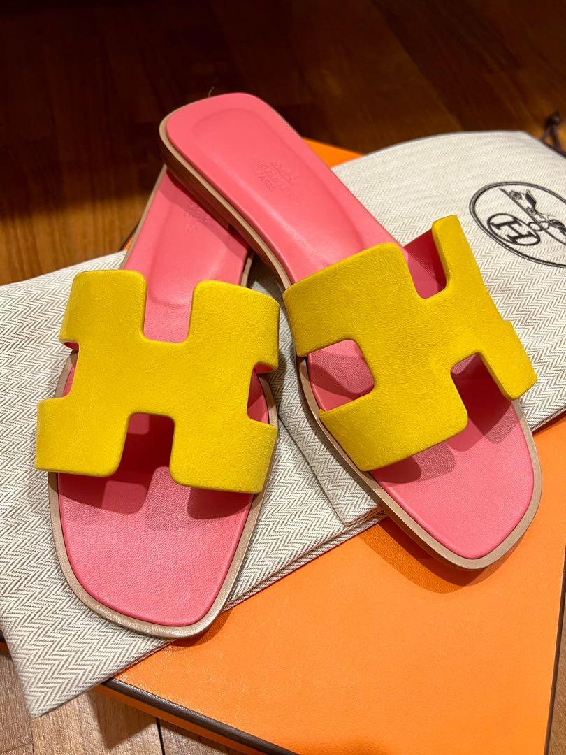 Hermes yellow 2025 sandals
