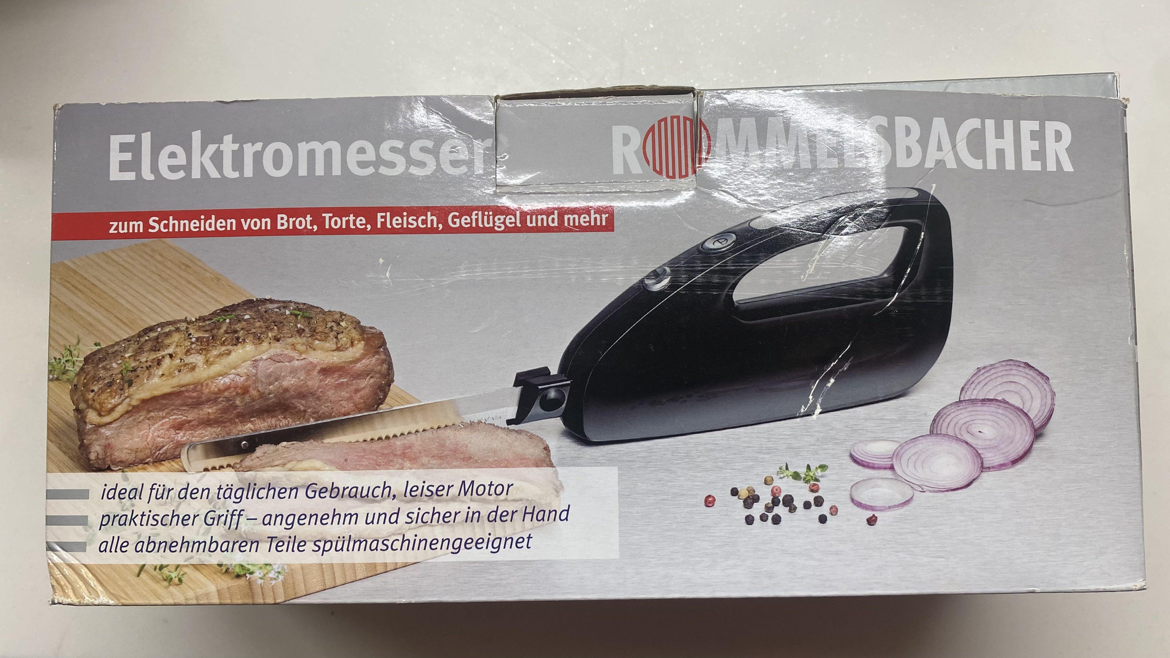 Newish Breadmaker (Category: Breadmakers) located in Singapore. Submitted by t_5ky (Listing ID 1130950883, Image 2). Description: Newish Rommelsbacher Breadmaker BA550 w/ Electric Knife EM150 Used < 5x - Reliable German Appliance - Automatic ingredients container for nuts/fruits - 2 bread size : 700 g & 900 g (Small (2) and Medium (4) size family) Product Feature - High Wattage : 550 W - Dimensions : (W) 22 X (D) 29.5 x (H) 33 cm - Stainless stee