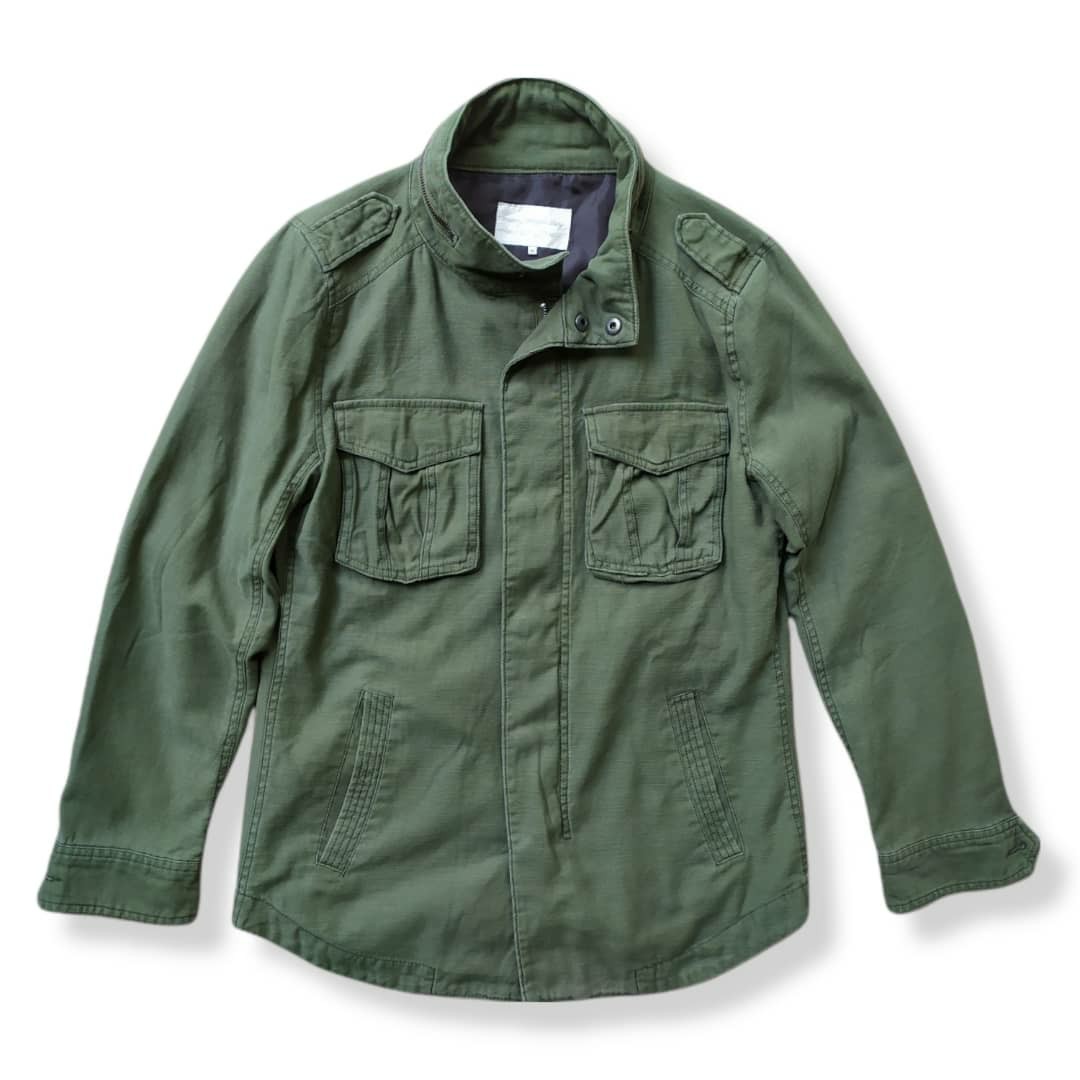 Olive Green Shirt Jacket, Fesyen Pria 