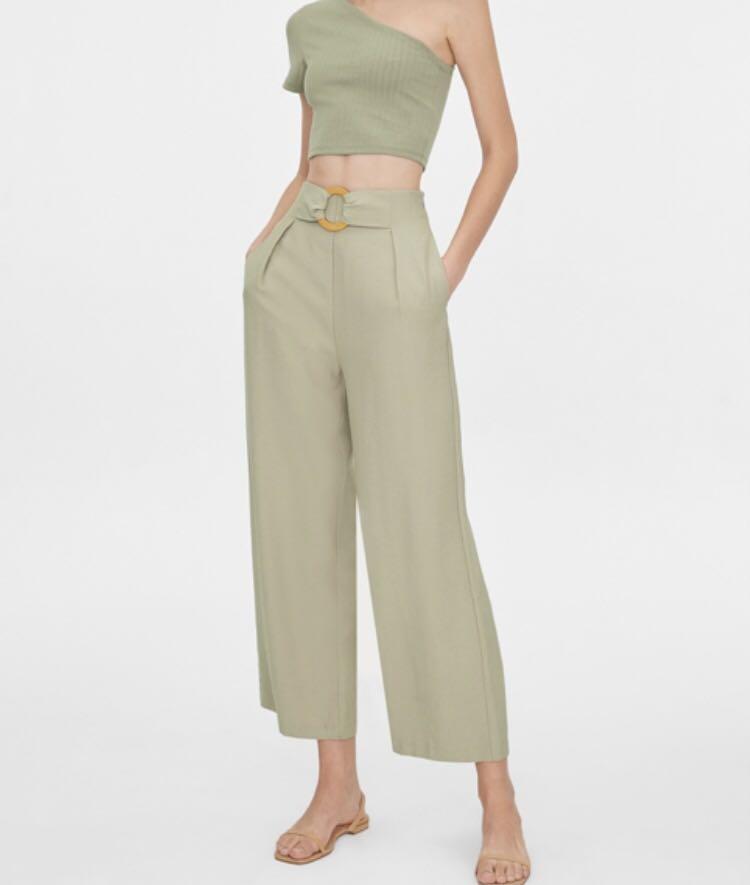 Pomelo Buckle Accent Wide Leg Pants 