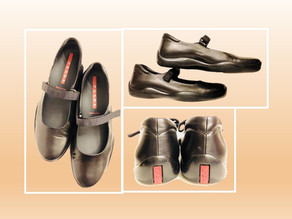 PRADA Sport Black Mary Janes Flats Size 39.5 Luxury Sneakers