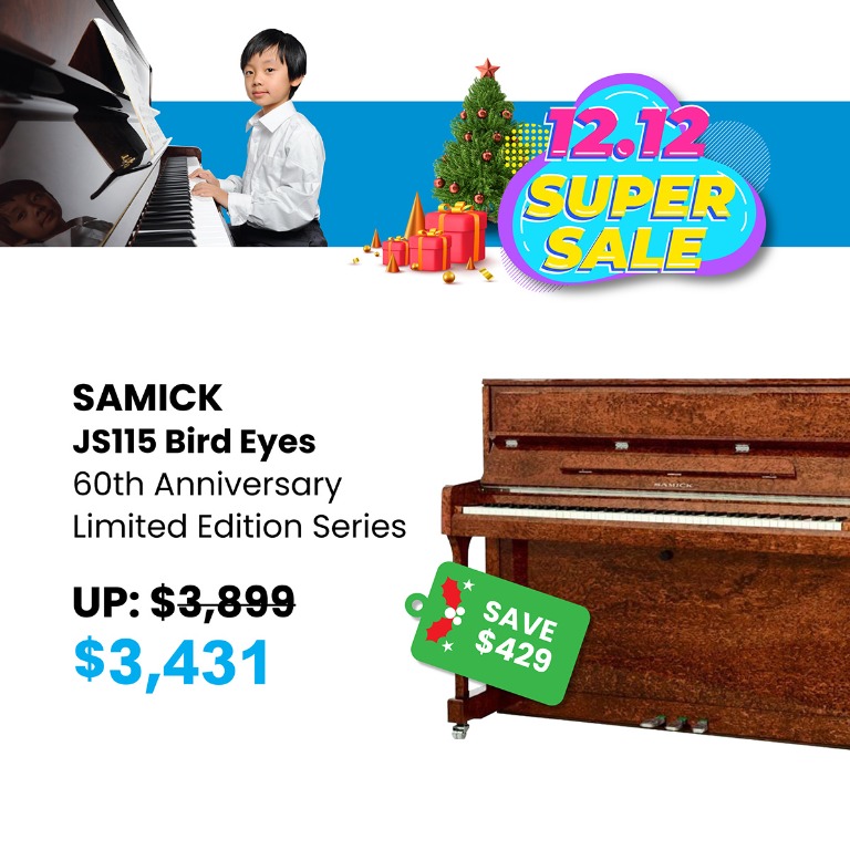 SAMICK Upright Piano JS115 LE Birds Eye Maple, Hobbies & Toys, Music ...