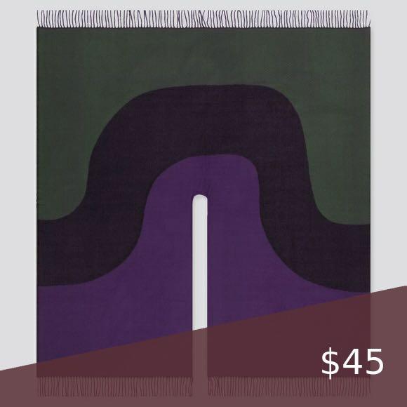 Uniqlo Marimekko Purple Green way Stole Scarf, Women's Fashion