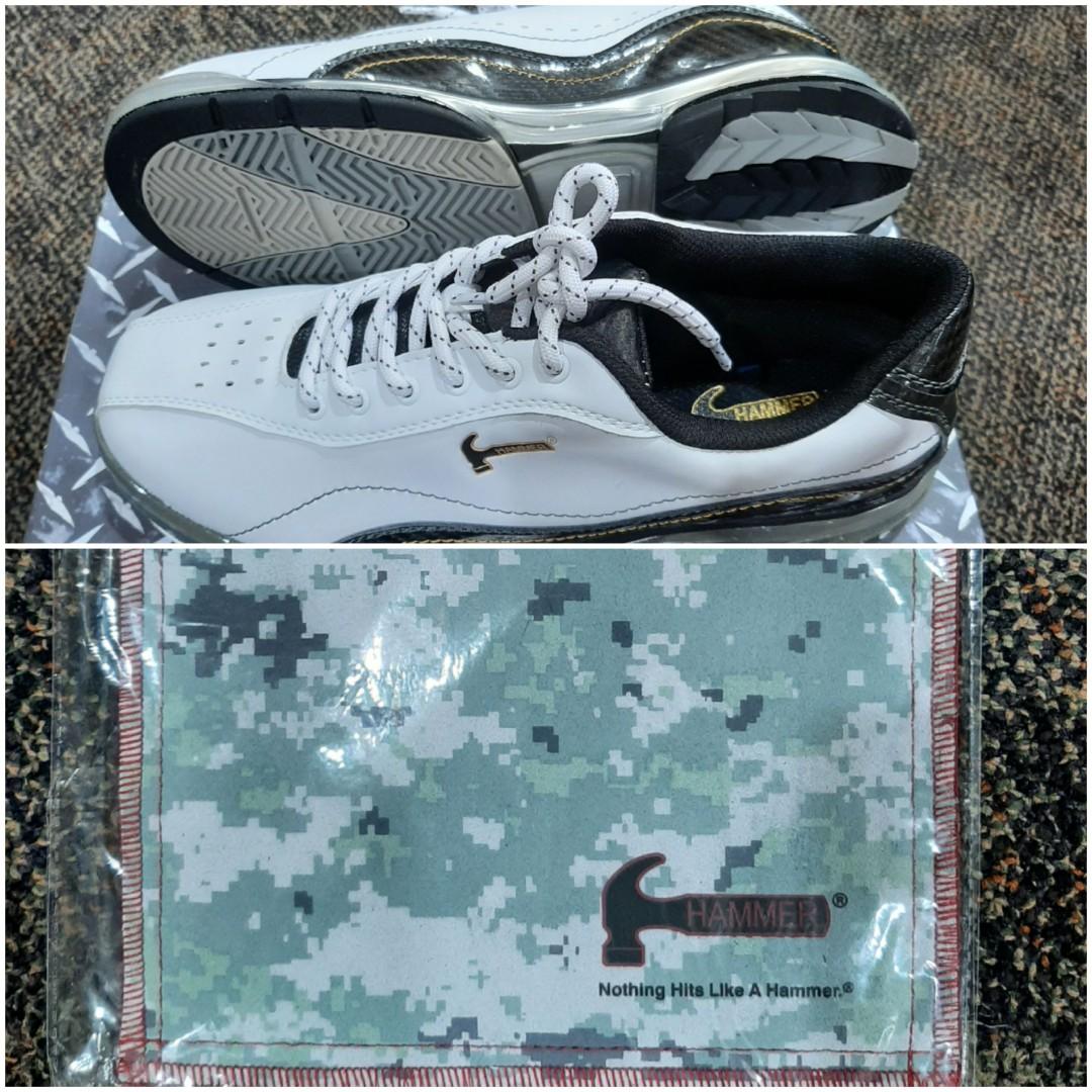 12 12 Sale Hammer Force White Bowling Shoes with Camo Shammy Ball Sports Equipment Sports Games Billiards Bowling on Carousell