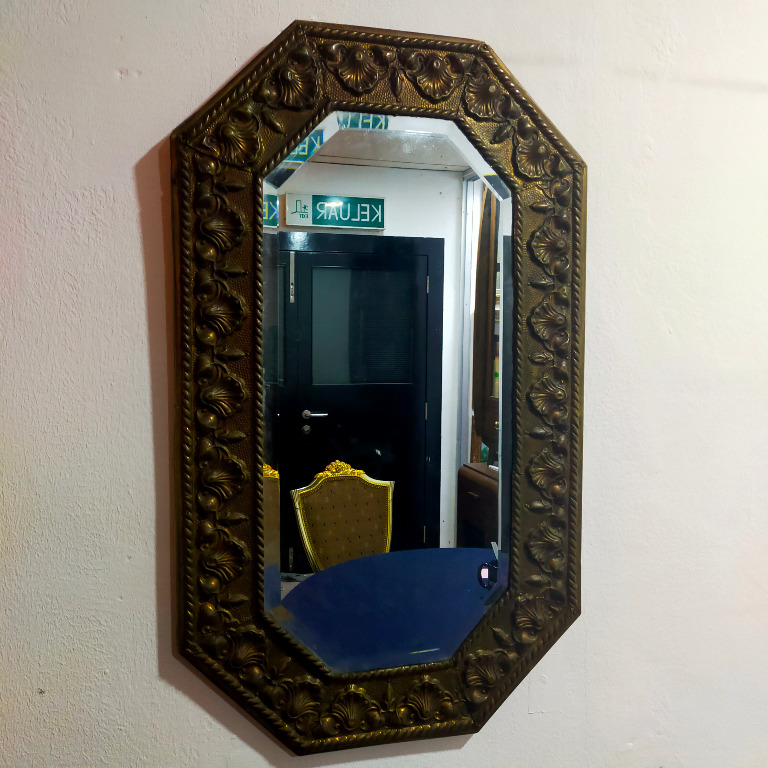 Vintage Brass Long Wall Hanging Mirror, Furniture & Home Living, Home Decor, Wall Decor on Carousell
