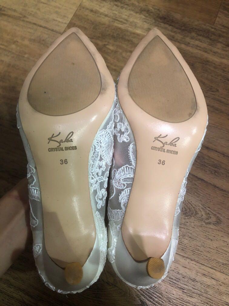 White embroidered heels outlet