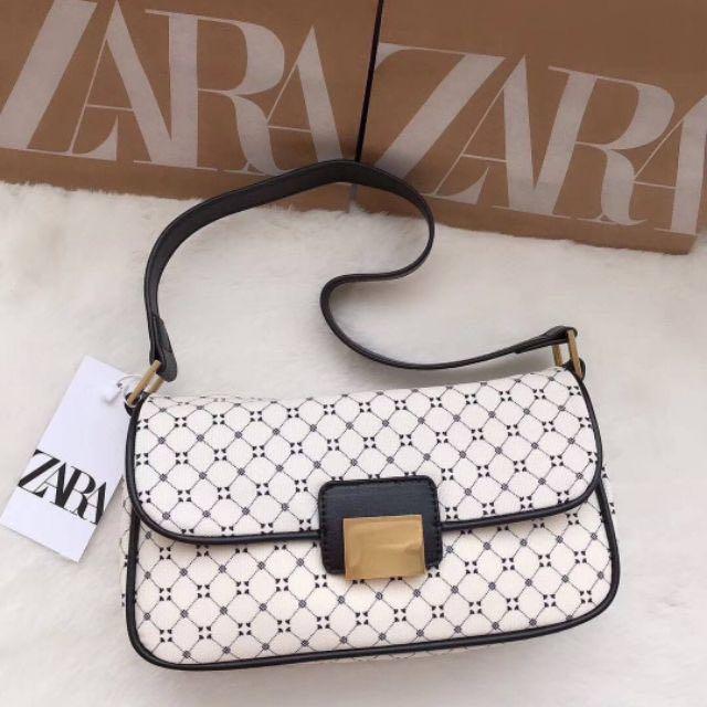 Zara geometric deals leather shoulder bag