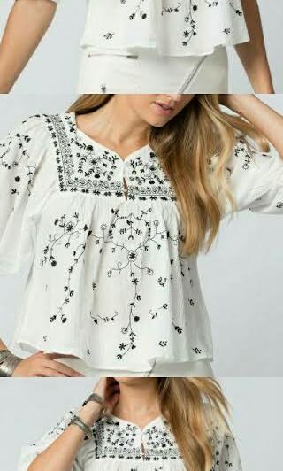 Zara TRF Bohemian Embroidered Top
