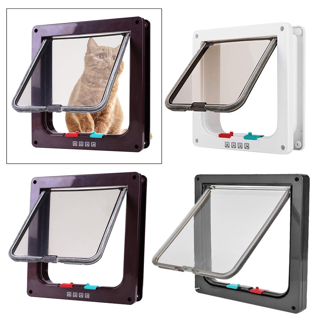 4Way Locking Pet Door Frame Lockable Dog and Gate Cat Flap Door, Pet