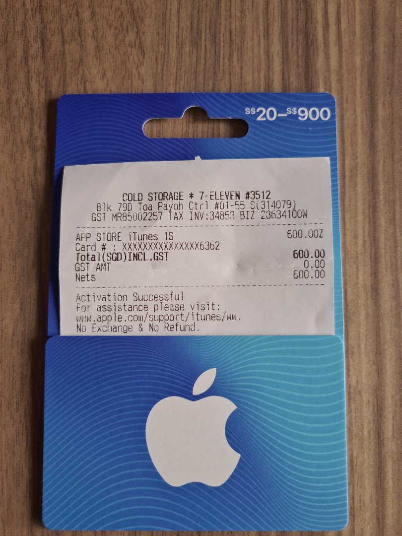 600 dollars iTunes giftcard, Video Gaming, Gaming Accessories ...