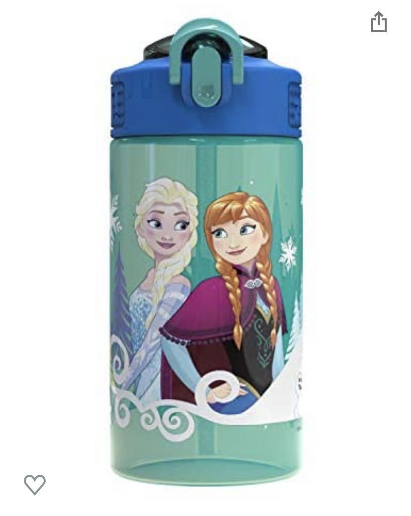 Disney Frozen 2 Kids Water Bottle Set with Reusable Straws and