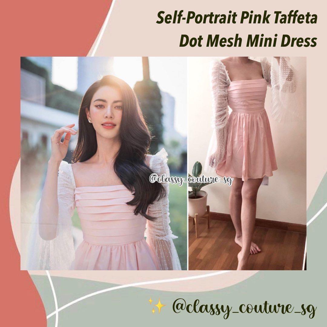 Authentic Self-Portrait Pink Taffeta Dot Mesh Mini Dress, Women's  Fashion, Dresses & Sets, Dresses on Carousell
