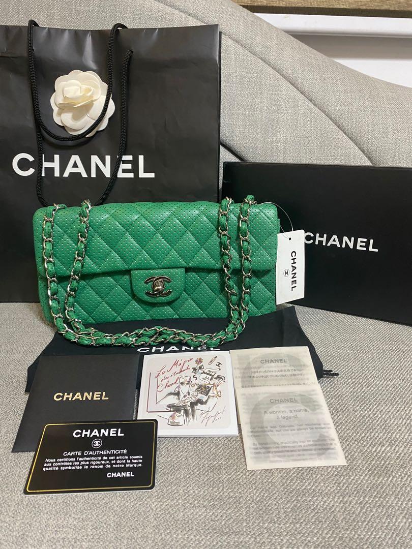 Authentic Chanel Perforated Lambskin East West Flap, Luxury, Bags & Wallets  on Carousell