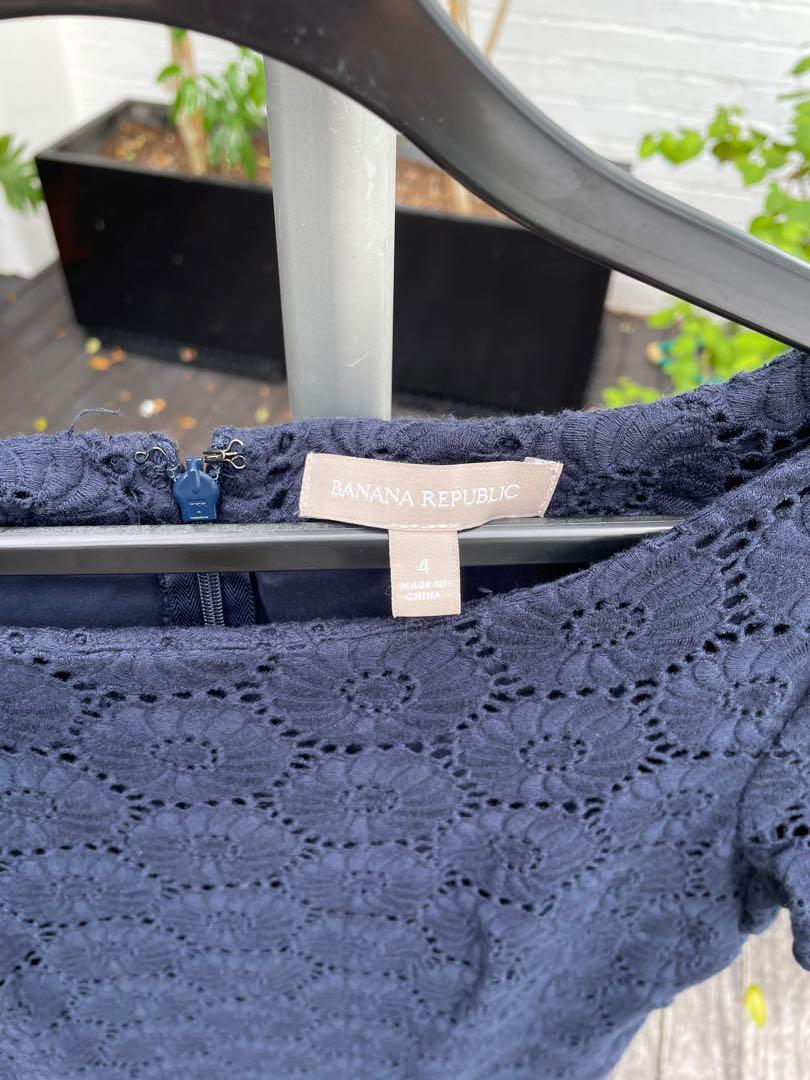 Banana republic navy eyelet dress