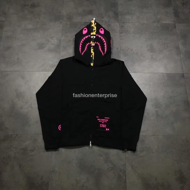 Bape x undefeated double shark full zip hoodie black outlet