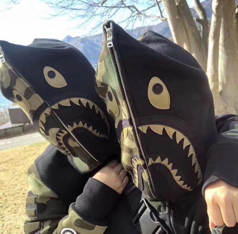 Bape x undefeated woodland camo shark hoodie cheap