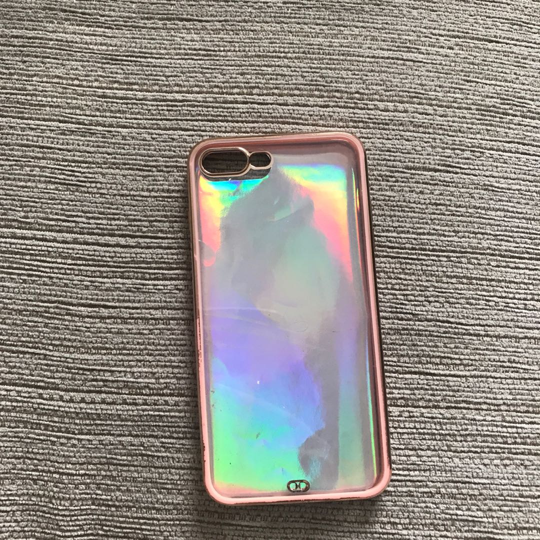 Case Iphone 7 Pink And Hologram Telepon Seluler Tablet Aksesoris Tablet Handphone Casing Sarung Di Carousell