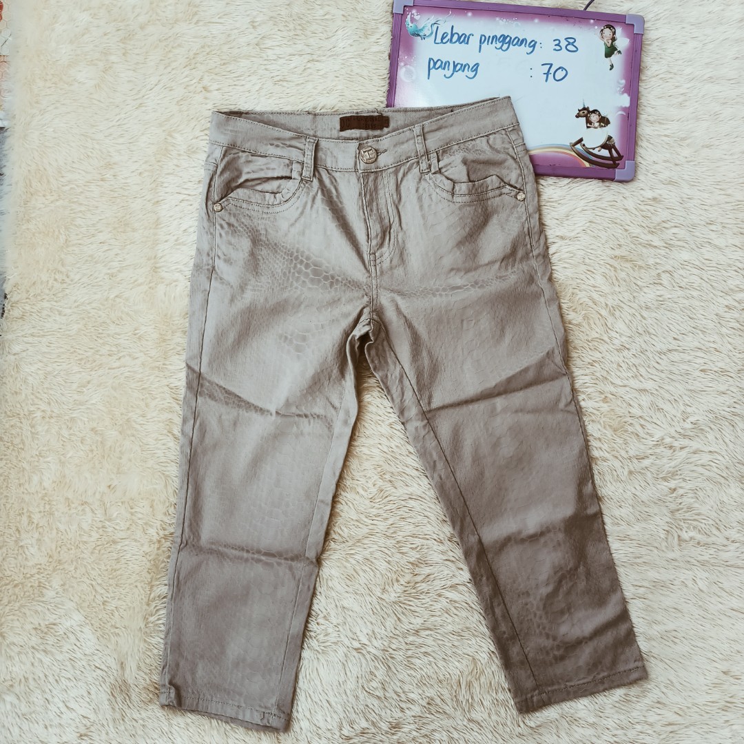 Celana kain wanita 3/4 motif kulit 