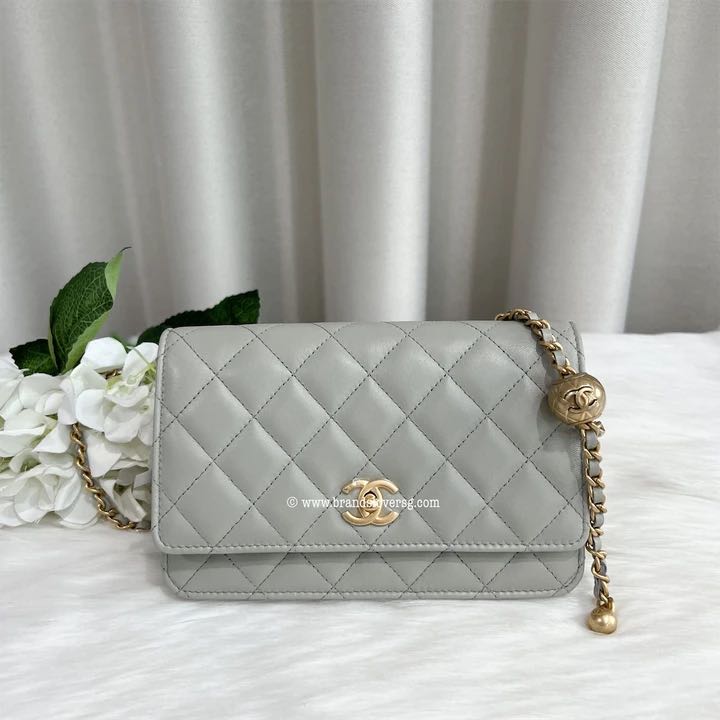 Chanel Pearl Crush WOC in 22C Grey Lambskin AGHW Luxury Bags