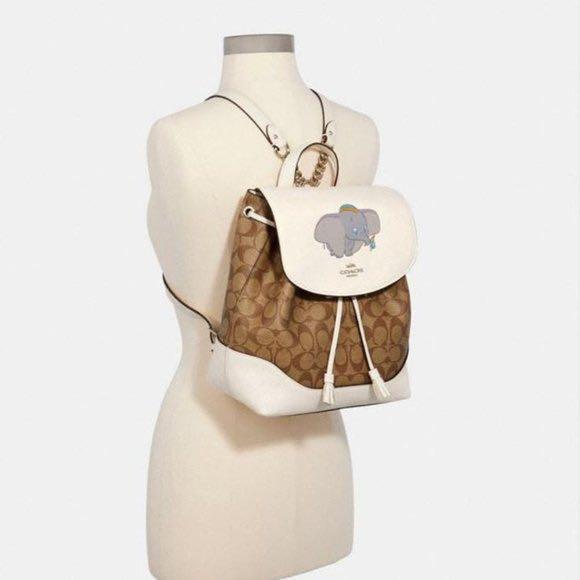 Authentic Disney X Coach Elle Backpack In Signature Canvas With Dumbo